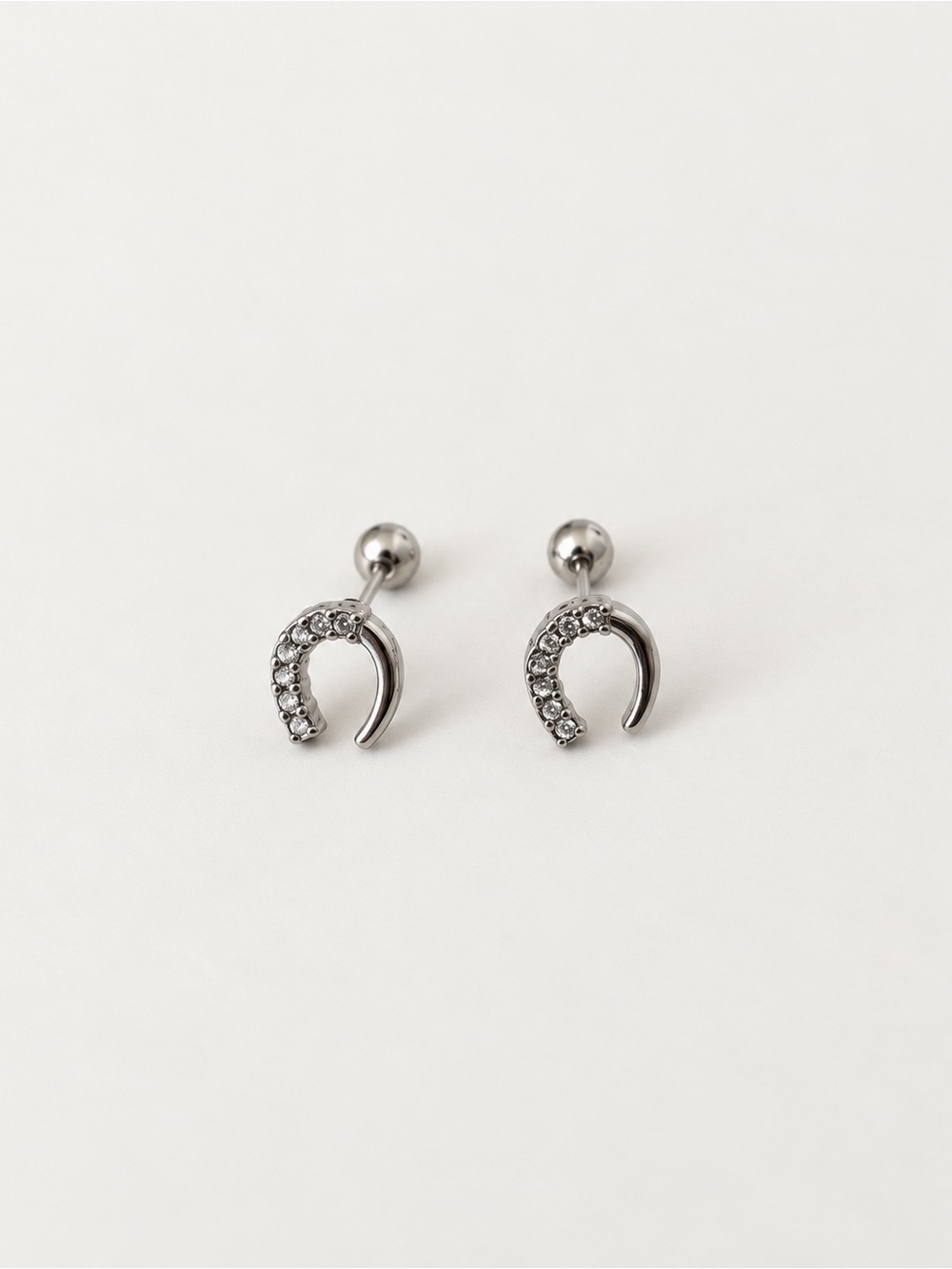 Stainless Steel CZ Planet Orbit Screw Back Stud Earrings
